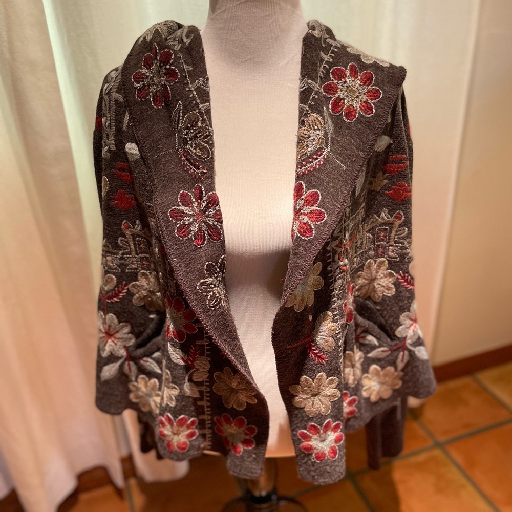 Yoshi embroidered draped hoodie jacket